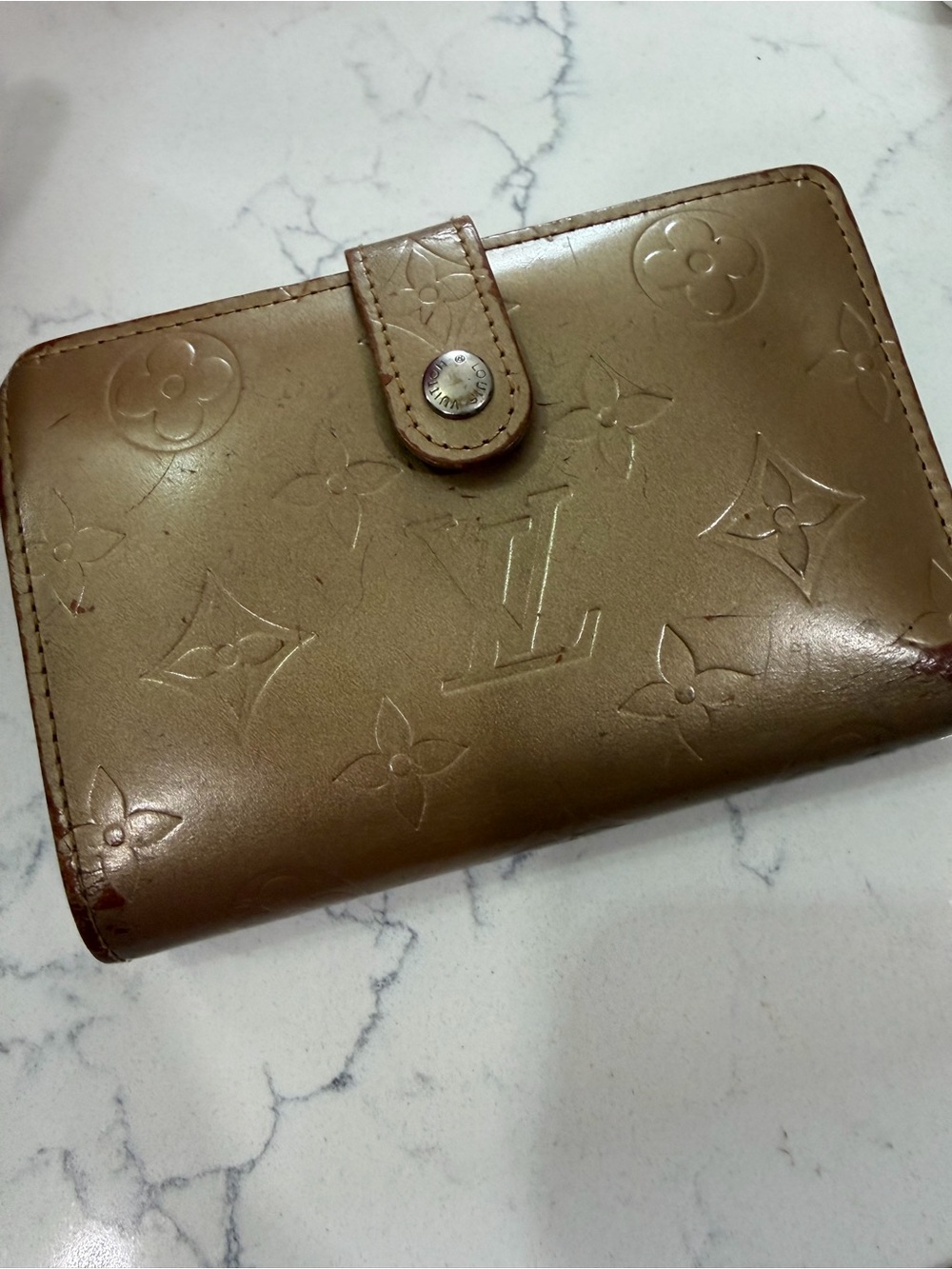 Louis Vuitton Tan Monogram Vernis Snap Wallet
